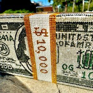 Black Rhinestone Money Purse